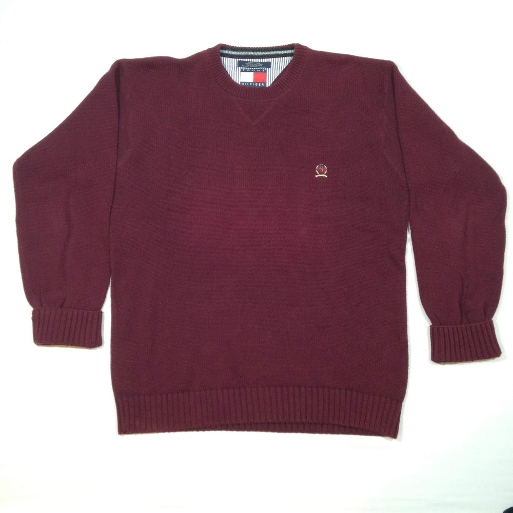 Vintage 90s Tommy Hilfiger Maroon Knit Sweater